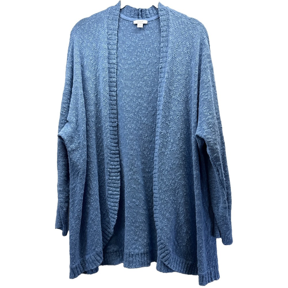 Purejill J Jill Women's Open Cardigan Sweater Size XL Solid Blue 3/4 Sleeves